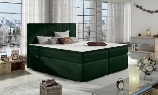 Stylefy Jupiter Boxspringbett Dunkelgrün Velours KRONOS 180x200 cm