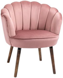 HOMCOM Barhocker Küchenstuhl Sessel mit Rückenlehne (Wohnzimmerstuhl, 1 St, Esszimmerstuhl), Polyester Gummiholz Rosa 66 x 66 x 78,5 cm