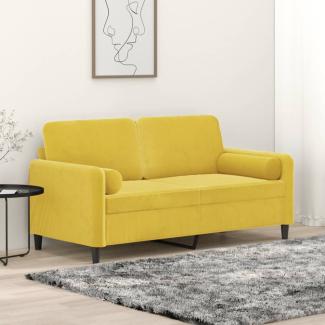 vidaXL 2-Sitzer-Sofa mit Zierkissen Gelb 140 cm Samt 3200887