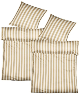JACK Partnerbettwäsche 135x200cm 4tlg. Streifen in Türkis oder Beige, Renforcé, 4 teilig, modernes Design mit Streifen in verschiedenen Farben