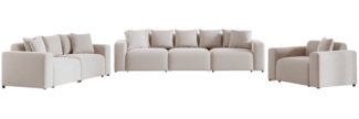 Sofaset Designersofas MEGAN 3-2-1 in Stoff Salvador Hellbeige