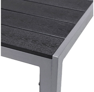INDA-Exclusiv Küchentisch Aluminium Gartentisch Non-Wood Silber / Schwarz 150x90 cm