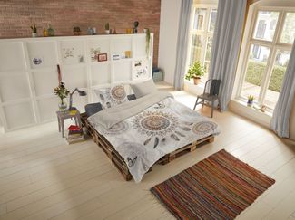 hip Bettwäsche Baumwolle, Renforcé, 2 teilig, blaue Mandalas mit Eule