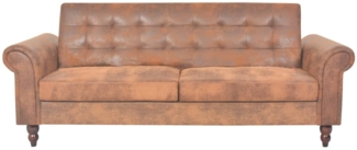 vidaXL 2-Sitzer Schlafsofa mit Armlehnen Künstliches Wildleder Braun 245584