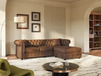 Chesterfield Ecksofa Microfaser Vintage Look TOLEDO