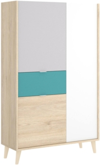 Dmora Archimede-Sideboard, Wohnzimmer-Pantry-Buffet, modernes Wohnzimmer-Sideboard mit 3 Türen, 81 x 43 x 137 cm, Weiß und Eiche