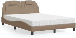 vidaXL Bett mit Matratze Cappuccino-Braun 120x200 cm Kunstleder 3208786