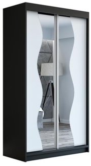 Schwebetürenschrank RIMA 2-türig Schrank 180 cm (mit Spiegel) Farbe: Schwarz , weiß