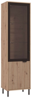 Home affaire Vitrine Mayenne Vitrinenschrank, Standvitrine, Showcase, B/H: 54,5/195 cm Holztür mit Rillen-Optik, Glastür, Modernes Design