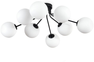 hofstein Deckenleuchte Deckenlampe aus Metall/Glas in Schwarz/Weiß, ohne Leuchtmittel, Leuchte im modernen Design mit Schirmen aus Glas (15 cm), 8 x E14