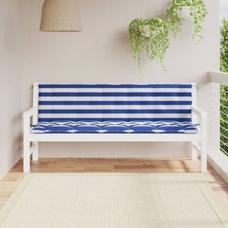 vidaXL Gartenbank-Auflagen, 2 Stk., Polyester, Blau / Weiß, 180 x 50 x 7 cm
