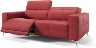 Sofanella 3-Sitzer MARBELLA Ledercouch Ledersofa Relaxsofa in Rot