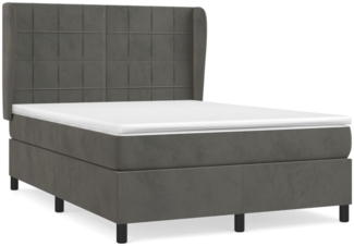 vidaXL Polsterbett mit Matratze Dunkelgrau 140x200 cm Samt