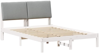 vidaXL Bettgestell Weiß und Hellgrau 150 x 200 cm Massivholz Kiefer 3394377
