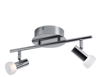 LED Deckenlampe, Chrom, Glas, Spots beweglich, L 38 cm