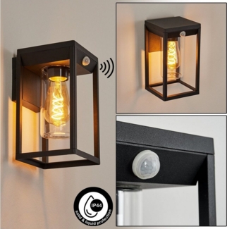hofstein Außen-Wandleuchte »Besana« Außenleuchte aus Metall/Glas in Schwarz/Klar, Bewegungsmelder, ohne Leuchtmittel, Wandlampe abwärts, Lichteffekt für Terrasse/Eingangsbereich, 1xE27