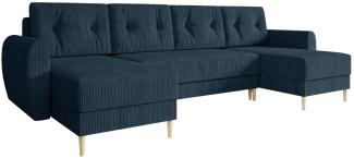 Ecksofa Jazon U Cord mit Bettkasten und Schlaffunktion (Farbe: Poso 05)