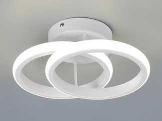 LED Decken- und Wandleuchte KASIA, zwei Ringe Metall Weiß, Breite 26,5cm