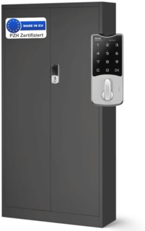 Metallschrank abschließbar ODIS - Zahlenschloss, 5 Ebenen | Aktenschrank Büroschrank Stahl Mehrzweckschrank Werkstatt Werkzeugschrank, 185x90x40cm Anthrazit