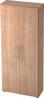 bümö Mehrzweckschrank 80cm breit, Aktenschrank o. Schuhschrank hoch, Schrank mit Regal, Küchenschrank in Nussbaum aus Holz, Vorratsschrank & Haushaltsschrank mit Metallgriffen, 4100-N-N