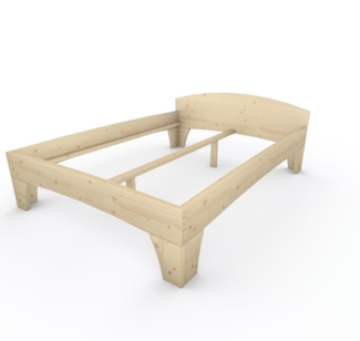 Holzbett (Fichte) "Rosi" 160 x 220 cm 48 cm mit Kopfteil Massivholzbett Bett