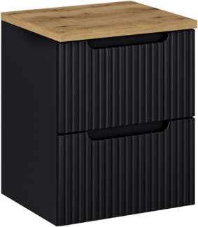 NOVA BLACK 50 cm großes Badmöbel-Set mit Tischplatte (40x50cm), Schwarz Teppich,Eiche Wotan