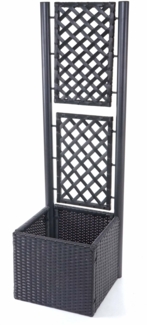 Poly-Rattan Rankgitter HWC-D76, Pflanzkasten Rankhilfe, 142 x 43 x 43 cm ~ anthrazit