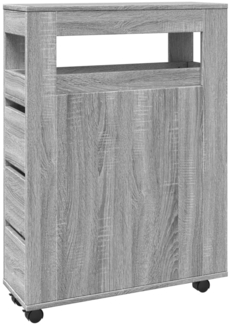 Badschrank, Badezimmerschrank Schmal mit Rollen Grau Sonoma Holzwerkstoff