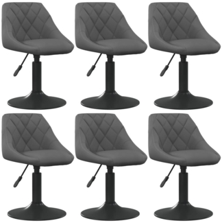 vidaXL Esszimmerstühle 6 Stk. Drehbar Dunkelgrau Samt 3088803
