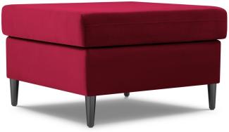 Micadoni Samtstoff Pouf Hocker Moghan | Bezug Red | Beinfarbe Black Chrome Metal