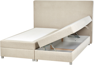 Boxspring Bett MINISTER 160 x 200 cm Stoff Helles Beige