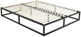 Vente-unique - Bettgestell mit Lattenrost - Metall - 140 x 190 cm - 2 x 19 Latten - Schwarz - RAMMUS von YSMÉE