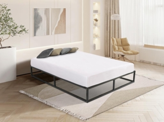 Vente-unique - Bettgestell mit Lattenrost - Metall - 140 x 190 cm - 2 x 19 Latten - Schwarz - RAMMUS von YSMÉE