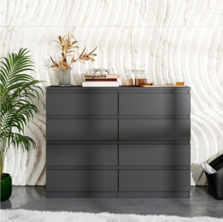 Furnica Kommode Sideboard mit 8 Schubladen Anthrazit Grau/Graphit B120cm H92cm T33cm