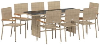 vidaXL Garten Essgruppe 9 pcs Beige 190 x 80 x 75 cm Poly-Rattan 3365429