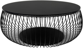 Couchtisch Ø 80 cm schwarz Glastisch Beistelltisch Sofatisch Wohnzimmertisch