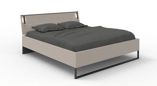 Bettanlage >Tilburg< inkl. Beleuchtung, in SAHARAGRAU - 188x93x210cm (BxHxT)