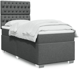 vidaXL Boxspringbett mit Matratze Dunkelgrau 90x200 cm Stoff 3292679