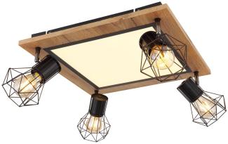 GLOBO Deckenleuchte LED Wohnzimmer Deckenlampe Schlafzimmer Holz Optik 54017D4