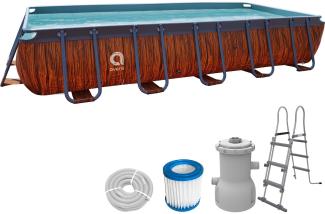 Avenli 'Frame Plus' Rectangular Pool Set mit Pumpe, Holzoptik braun, 540 x 250 x 100 cm