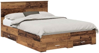 vidaXL Bettrahmen mit Kopfteil Altholz 140x190 cm Holzwerkstoff 3410902