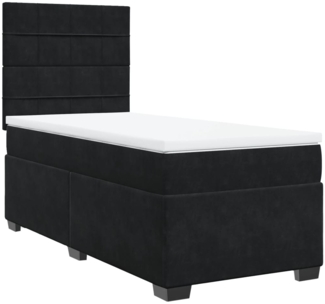 vidaXL Boxspringbett mit Matratze Schwarz 90x190 cm Samt 3290788