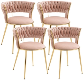 LVHOM Esszimmerstuhl Luxuriöse Samt-Stühle 2er-/4er-/6er-Set mit Rückenlehne & Metallbeine (Goldene Stuhlbeine & Rahmen, Geflochtener Stil, mehrere Farboptionen, 4 St), für höchsten Komfort und stilvolles Design für Ihr Zuhause