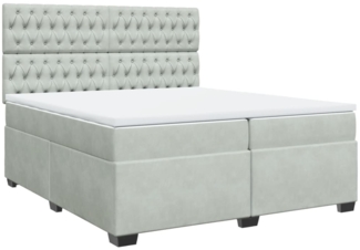 vidaXL Boxspringbett mit Matratze Hellgrau 200x200 cm Samt 3291008