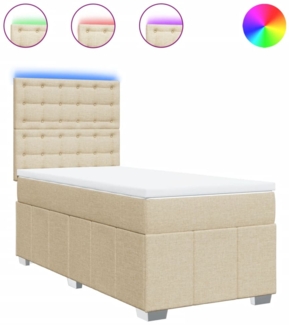 vidaXL Boxspringbett mit Matratze Creme 90x190 cm Stoff 3293842