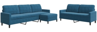 vidaXL 3-tlg. Sofagarnitur mit Kissen Blau Samt 3278490