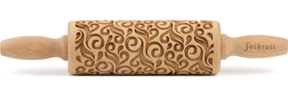 folkroll Teigroller 3D-Motiv-Teigrolle Massivholz, Floral Deko