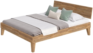 skølm 'Asgard' Bett 160x200 cm, natur geölt, Massivholz Eiche, Massivholzbett mit Bettkopf, geeignet als Doppelbett