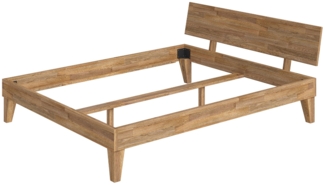 skølm 'Asgard' Bett 160x200 cm, natur geölt, Massivholz Eiche, Massivholzbett mit Bettkopf, geeignet als Doppelbett