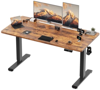 HOMALL Schreibtisch Höhenverstellbarer Elektrisch Schreibtisch, Vierteilige Tischplatte (Große Größe 140*70cm 160/180*80cm, mit USB-Ladeanschluss, einstellbare 3-stufige Höhe)